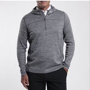 KJUS Men's Steel Grey Liam Hooded‎ Half Zip Long Sleeve Pullover Top Size 2XL